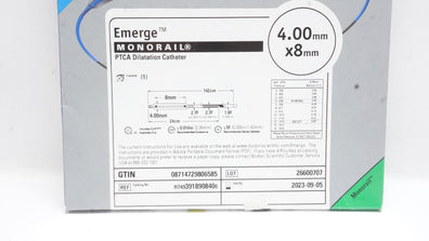 Boston Scientific H7493918908400 Emerge PTCA Dilatation Cath. 4.00mm x 8mm (x)